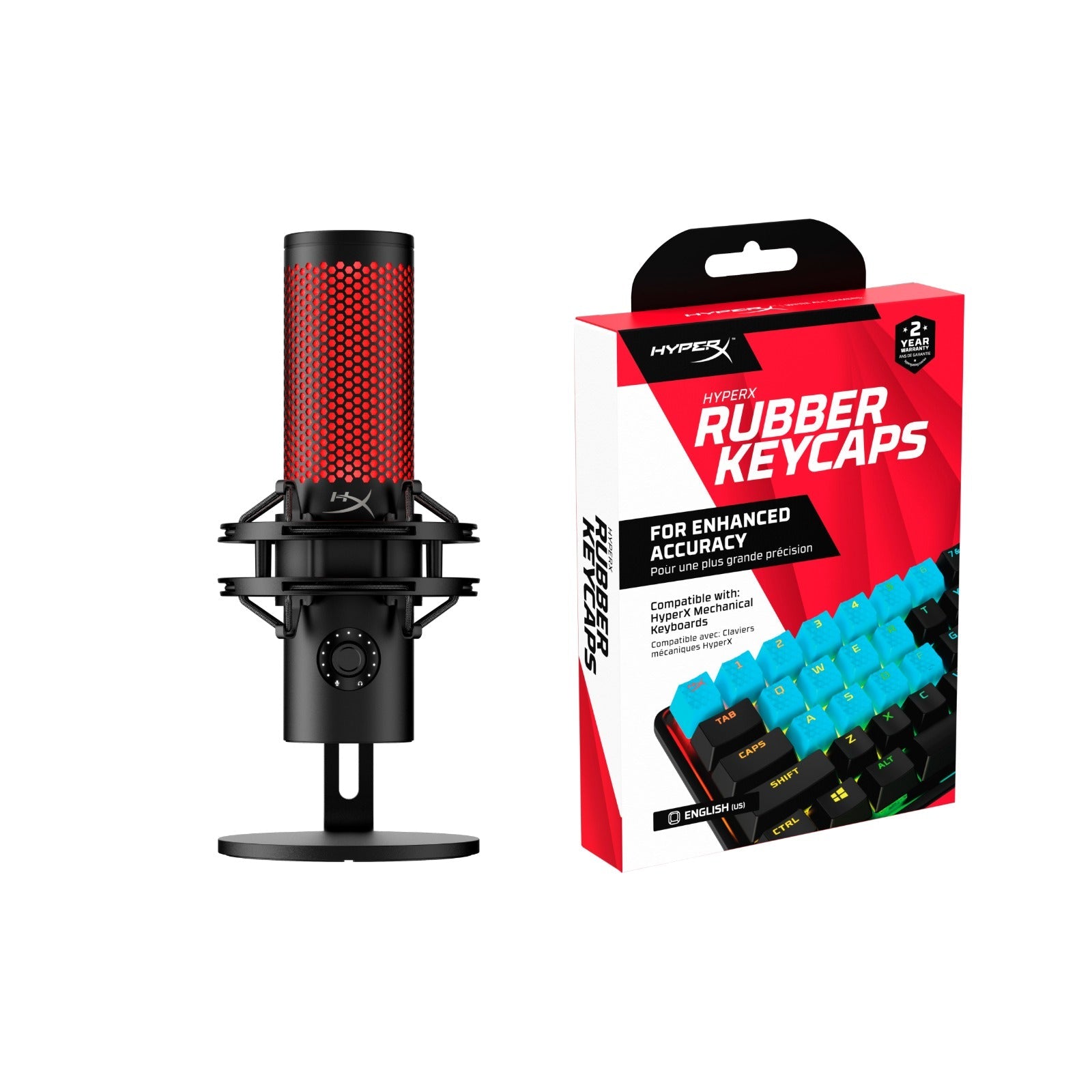 HyperX Bundle - QuadCast 2 Microphone + Rubber Keycaps (Blue)