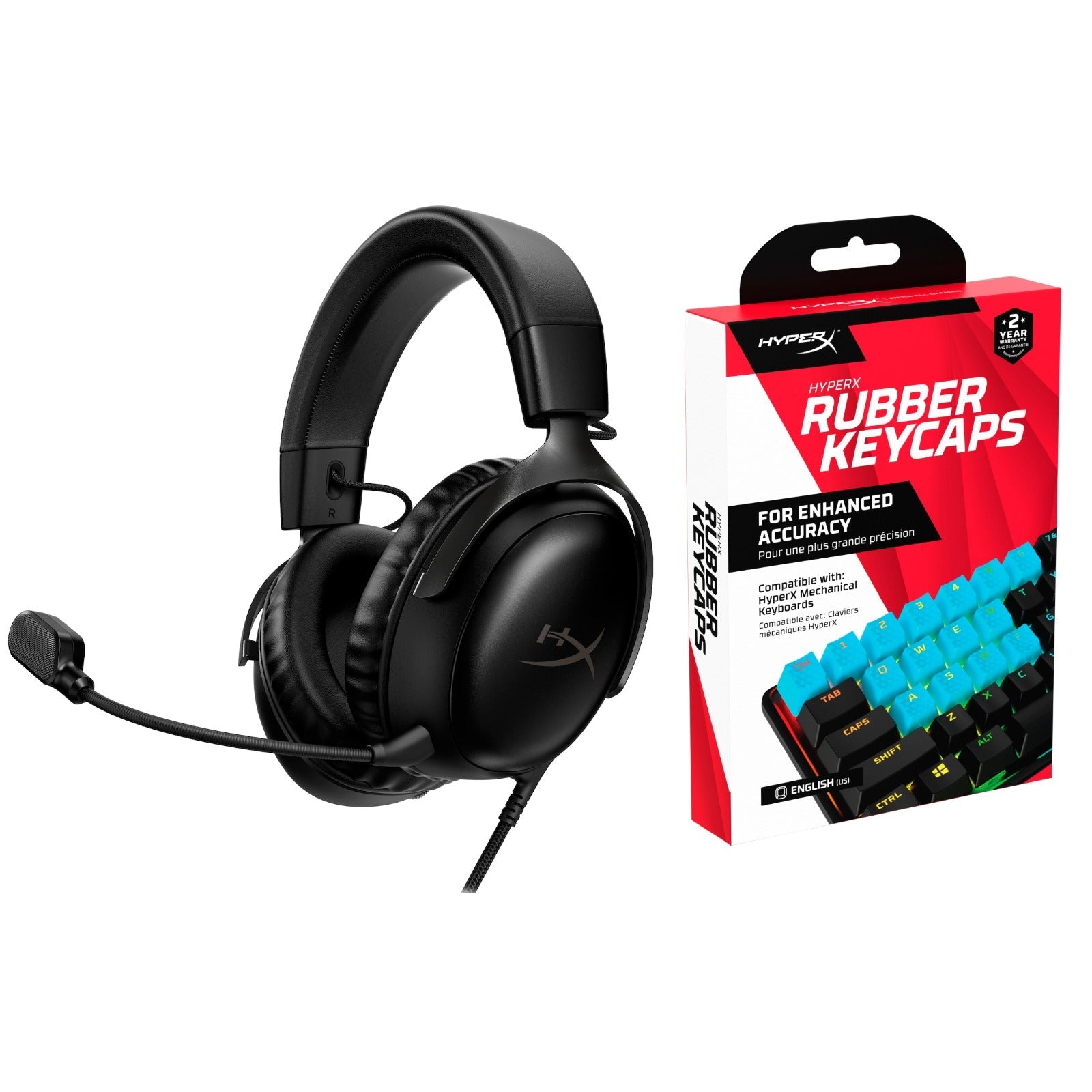HyperX Bundle - Cloud III Gaming Headset + Rubber Keycaps (Blue)